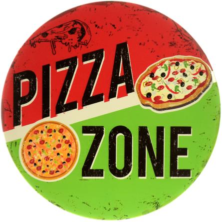 Пиццерия / Pizza Zone (ms-001369) Металлическая табличка - 30см (круглая)