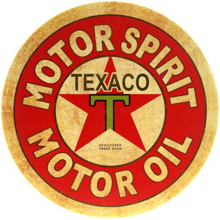 Texaco (Motor Spirit, Motor Oil) (ms-001371) Металлическая табличка - 30см (круглая)