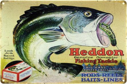 Heddon Genuine Dowaqiac Fishing Tackle (ms-104604) Металева табличка - 20x30см