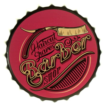 Барбершоп / Barber Shop (Haircut & Shaves) (ms-104197) Металева табличка - 35см (кришка)