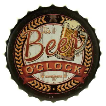 Время Для Пива / Beer O'Clock (ms-104199) Металлическая табличка - 35см (кришка)