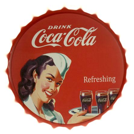 Освіжаючий Напій Кока-Кола / Refreshing Drink Coca-Cola (Reg. U.S. Pat. Off.) (ms-002934) Металева табличка - 35см (кришка)