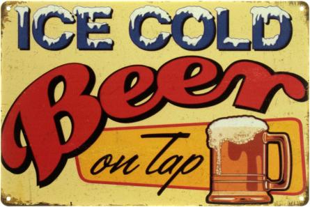 Крижане Пиво / Ice Cold Beer On Tap (ms-00655) Металева табличка - 20x30см