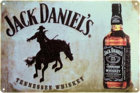 Джек Дениелс Виски Из Теннесси / Jack Daniel's Tennessee Whiskey (ms-00694) Металлическая табличка - 20x30см