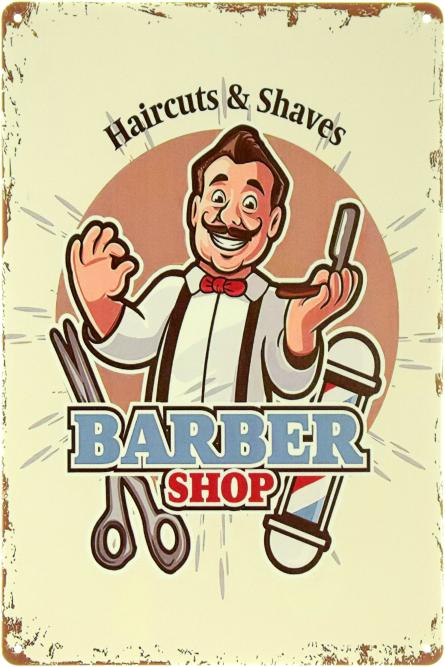 Барбершоп (Стрижки И Бритье) / Barber Shop (Haircuts & Shaving) (ms-104062) Металлическая табличка - 20x30см