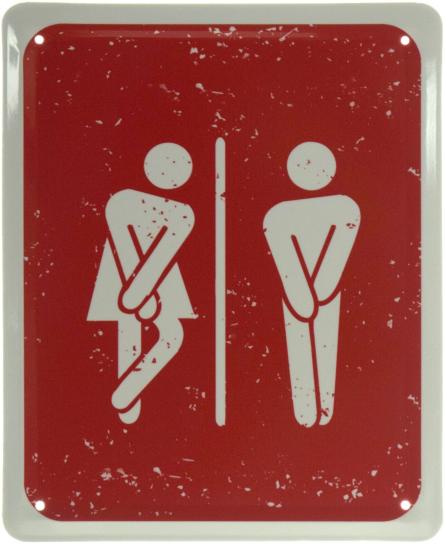 Туалет (Червоний Фон) (ms-103653) Металева табличка - 18x22см