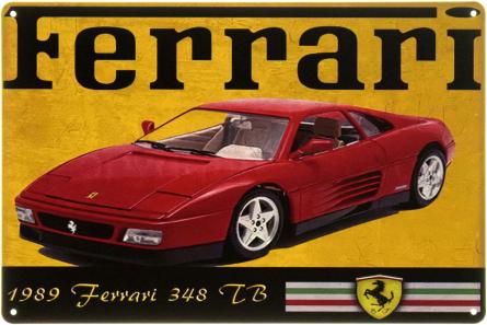 Ferrari 348 (1989) (ms-104585) Металева табличка - 20x30см
