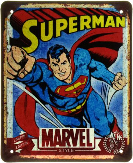 Супермен (Мультвсесвітний Супергерой) / Superman (ms-104608) Металева табличка - 18x22см