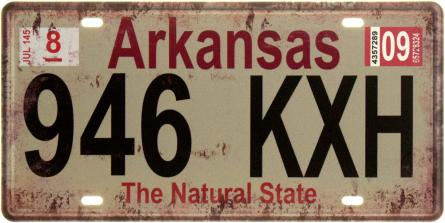Арканзас / Arkansas (946 KXH) (ms-001142) Металева табличка - 15x30см