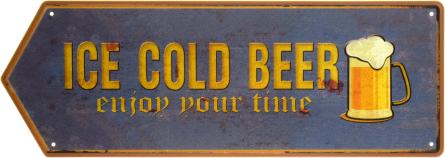 Холодное пиво. Наслаждайтесь Временем / Ice Cold Beer. Enjoy Bout Time (ms-104629) Металлическая табличка - 16x45см