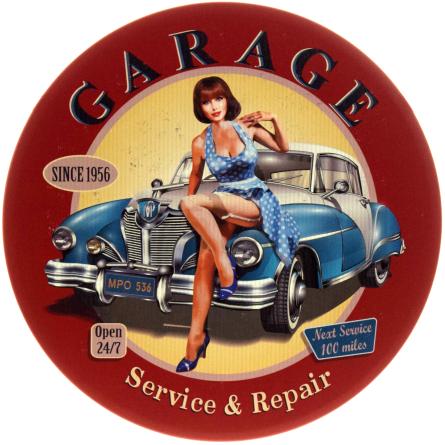 Garage Service & Repair (Pin Up) (ms-104633) Металева табличка - 30см (кругла)