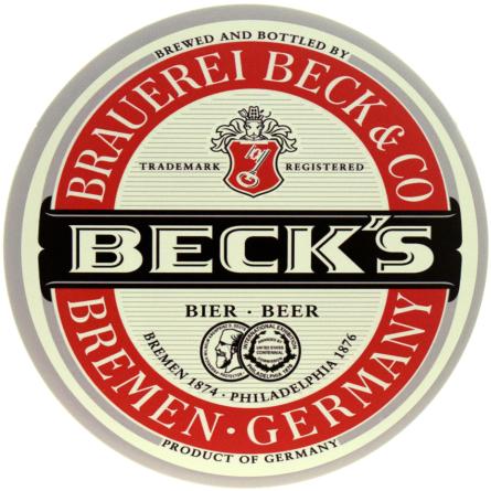 Beck's (Пивной Акцент) (ms-104639) Металлическая табличка - 30см (круглая)