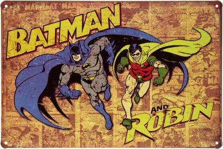 Бэтмен И Робин / Batman and Robin (ms-00628) Металлическая табличка - 20x30см