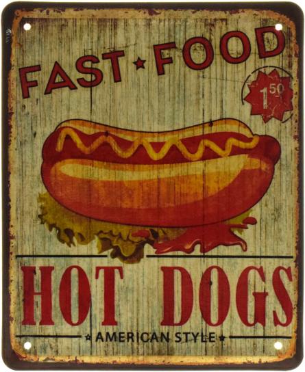 Хот-Доги В Американському Стилі / Hot Dogs American Style (Fast Food) (ms-103596) Металева табличка - 18x22см