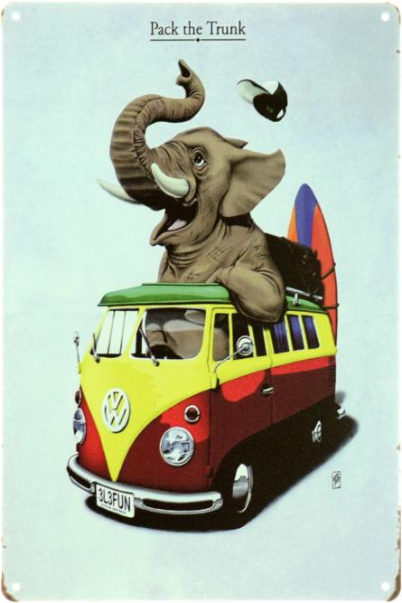 Volkswagen (Elephant) (ms-00836) Металлическая табличка - 20x30см
