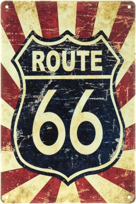 Траса 66 (Знамените Шосе) / Route 66 (ms-00796) Металева табличка - 20x30см