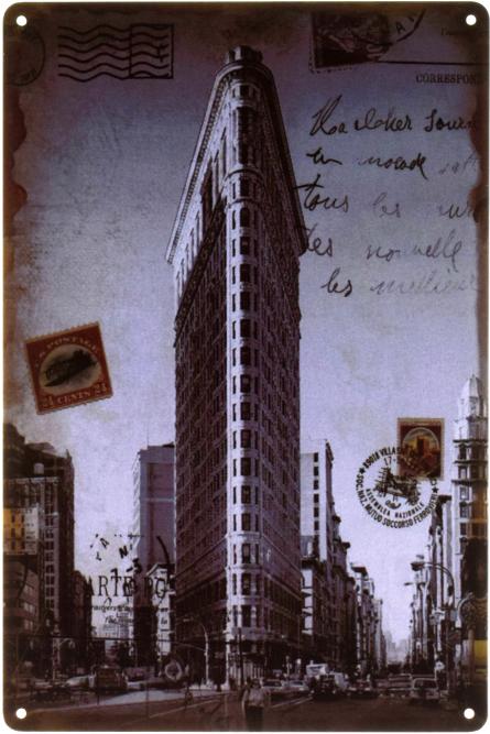 Флэтайрон-Билдинг, Нью-Йорк / Flatiron Building, New-York (ms-103497) Металлическая табличка - 20x30см