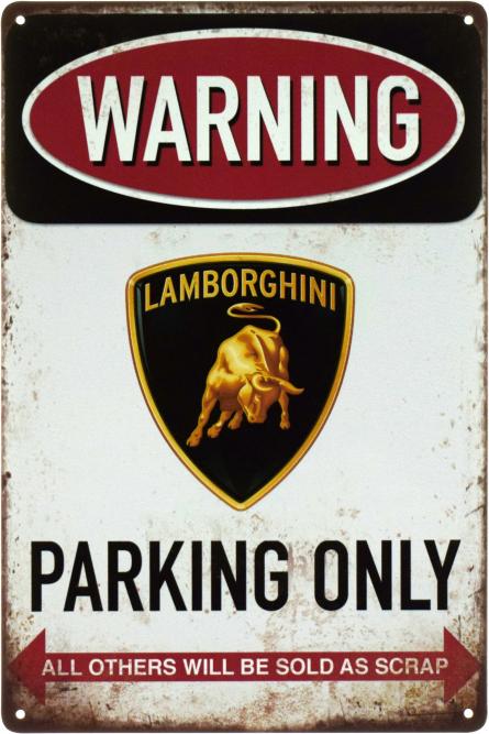 Увага! Парковка Тільки Для Ламборджіні / Warning! Lamborghini Parking Only (ms-103450) Металева табличка - 20x30см