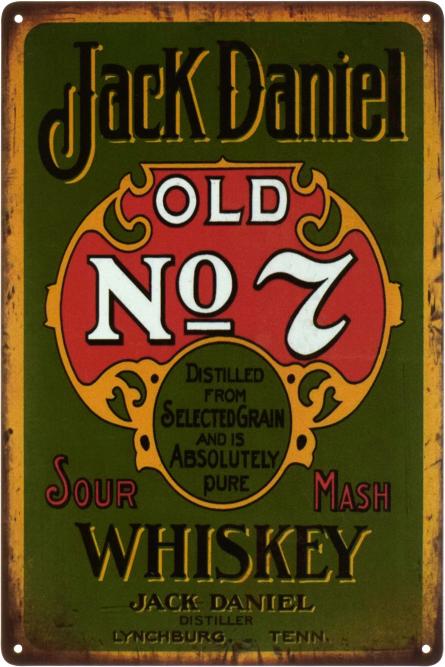 Whiskey Jack Daniel's Old №7 (ms-103526) Металлическая табличка - 20x30см