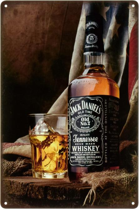 Jack Daniel's (Стакан Виски) (ms-103527) Металлическая табличка - 20x30см