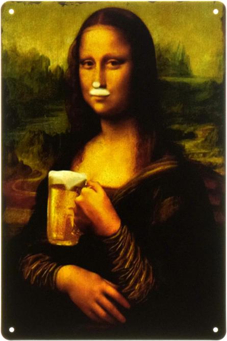 Хмільна Мона Ліза (ms-104497) Металева табличка - 20x30см