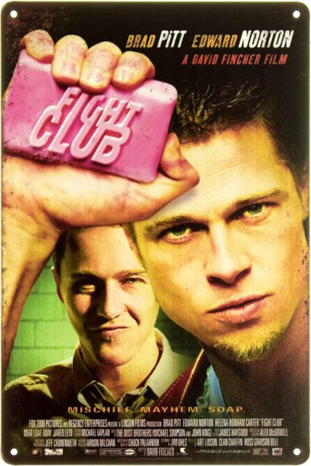 Бойцовский Клуб (Брэд Питт, Эдвард Нортон) / Fight Club (Brad Pitt, Edward Norton) (ms-104018) Металлическая табличка - 20x30см
