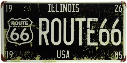 Иллинойс / Illinois Route 66 (Черная) (ms-103705) Металлическая табличка - 15x30см