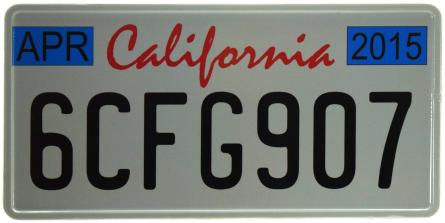 Каліфорнія / California 6CFG907 (ms-103707) Металева табличка - 15x30см