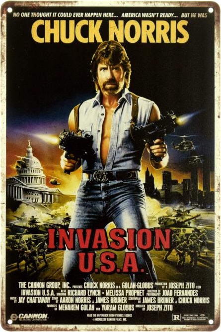 Вторжение В США (Чак Норрис) / Invasion U.S.A. (Chuck Norris) (ms-104016) Металлическая табличка - 20x30см