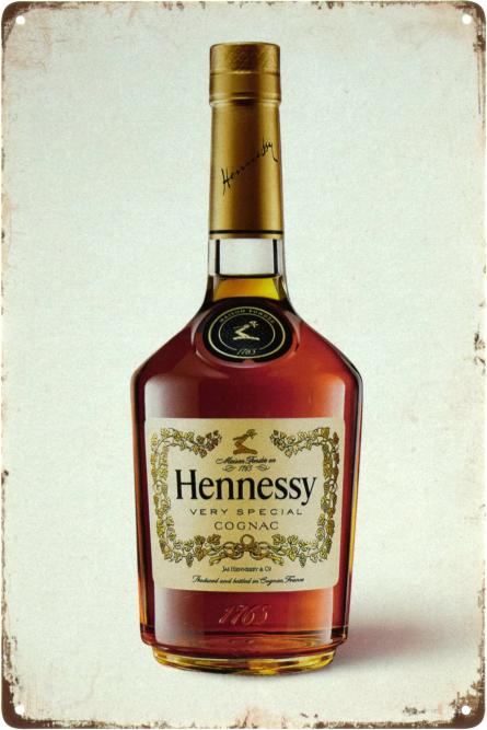 Hennessy (Білий Фон) (ms-103410) Металева табличка - 20x30см