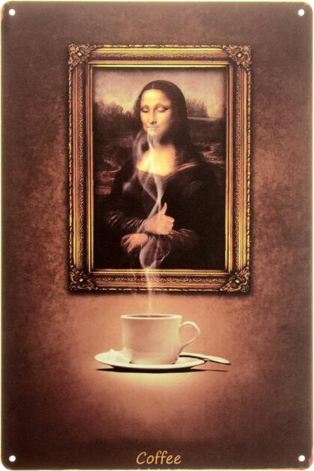 Мона Ліза (Кава) (ms-001299) Металева табличка - 20x30см