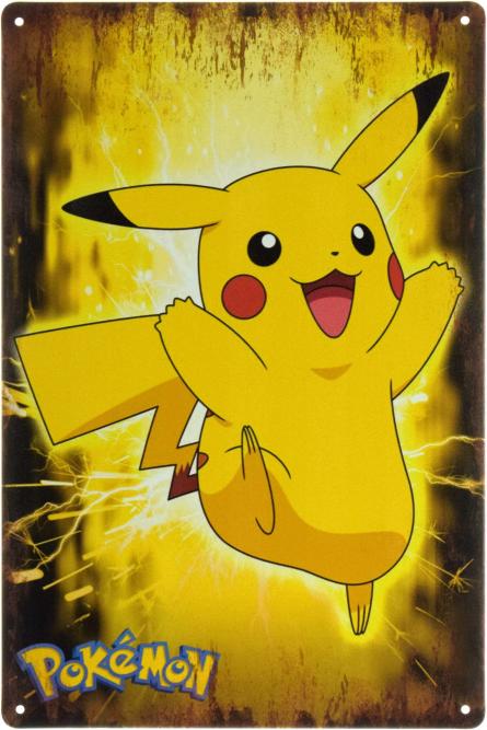 Покемон Пикачу / Pokemon Pikachu (ms-103675) Металлическая табличка - 20x30см