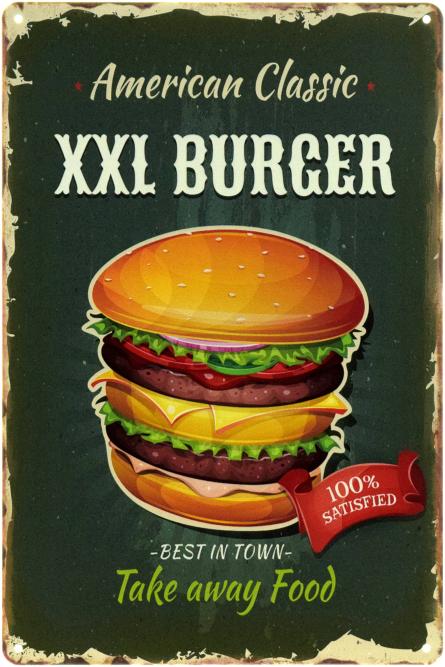 Американский Классический Бургер XXL / American Classic XXL Burger (ms-104363) Металлическая табличка - 20x30см