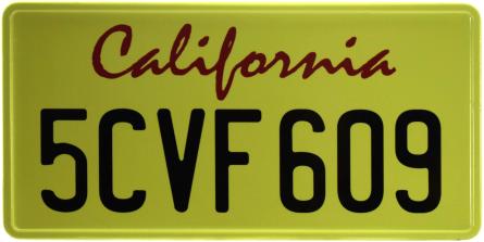 Каліфорнія / California 5CVF609 (ms-103725) Металева табличка - 15x30см