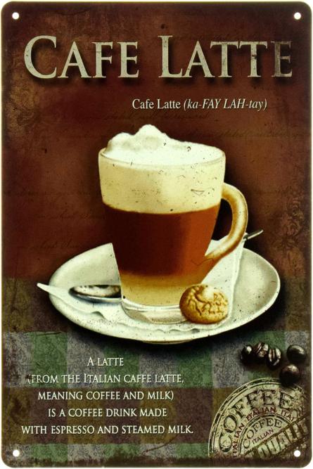 Cafe Latte (ms-104551) Металева табличка - 20x30см