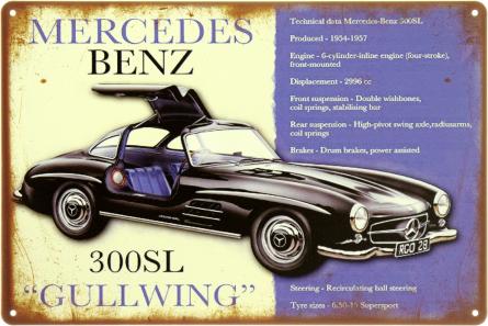 Mercedes-Benz 300SL (ms-104073) Металева табличка - 20x30см