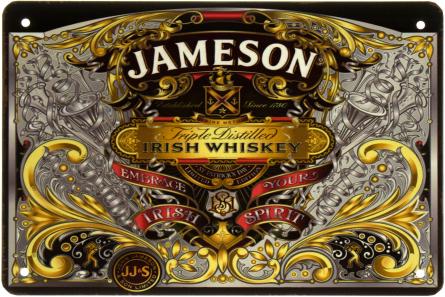 Джемесон / Jameson Irish Whiskey (ms-003187) Металлическая табличка - 20x30см
