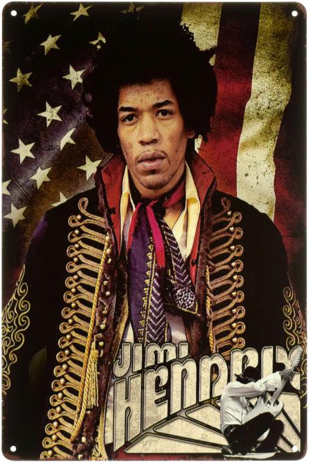 Джими Хендрикс / Jimi Hendrix (USA) (ms-003038) Металлическая табличка - 20x30см