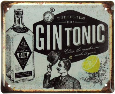 Джин Тоник / Gin Tonic (ms-001052) Металлическая табличка - 18x22см