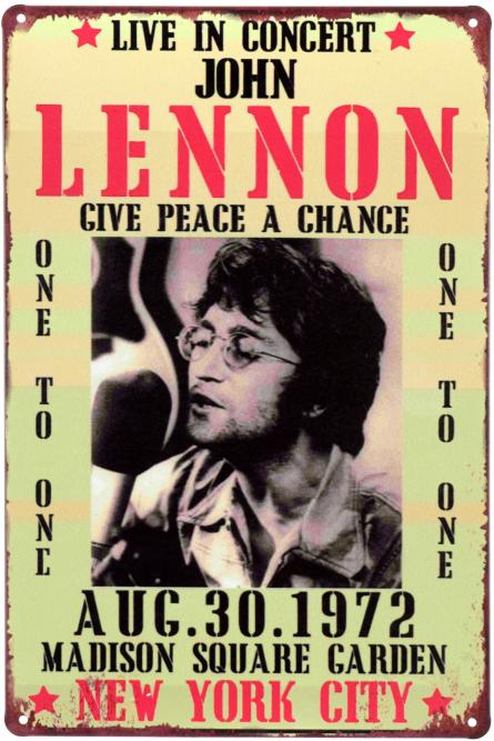 Джон Леннон (Live In Concert) (ms-00581) Металлическая табличка - 20x30см