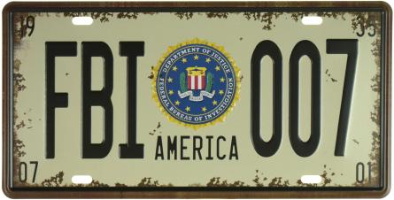FBI 007 (America) (ms-001069) Металлическая табличка - 15x30см