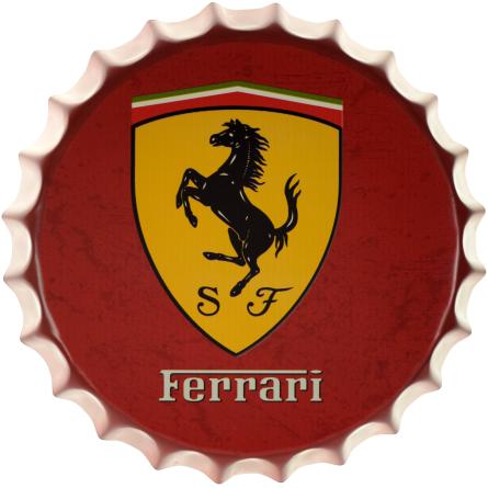 Ferrari (Червоний Фон) (ms-001701) Металева табличка - 35см (кришка)