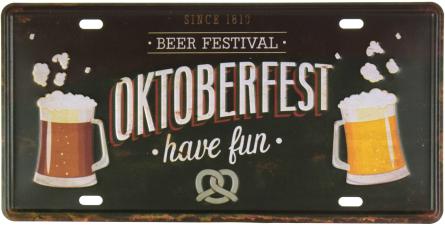 Фестиваль Пива Октоберфест - Повеселись / Beer Festival Oktoberfest Have Fun (ms-001076) Металлическая табличка - 15x30см