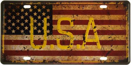Флаг США / U.S.A. (ms-002964) Металлическая табличка - 15x30см