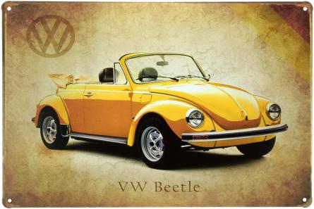 Фольксваген Жук / Volkswagen Beetle (ms-00647) Металлическая табличка - 20x30см