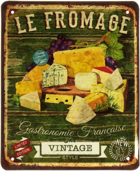 Французский Гастрономический Сыр / Le Fromage Gastronomie Française (ms-002827) Металлическая табличка - 18x22см
