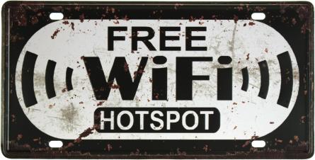 Free Wi-Fi (Hot Spot) (ms-001068) Металлическая табличка - 15x30см