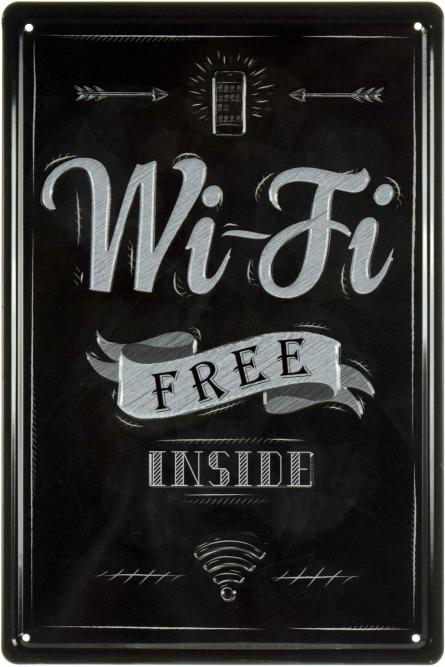 Free Wi-Fi Inside (ms-001809) Металлическая табличка - 20x30см