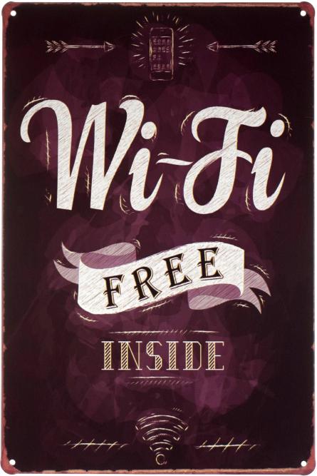 Free Wi-Fi Inside (ms-00458) Металева табличка - 20x30см
