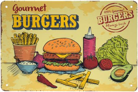 Гамбургери Для Гурманів / Gourmet Burgers (ms-001624) Металева табличка - 20x30см
